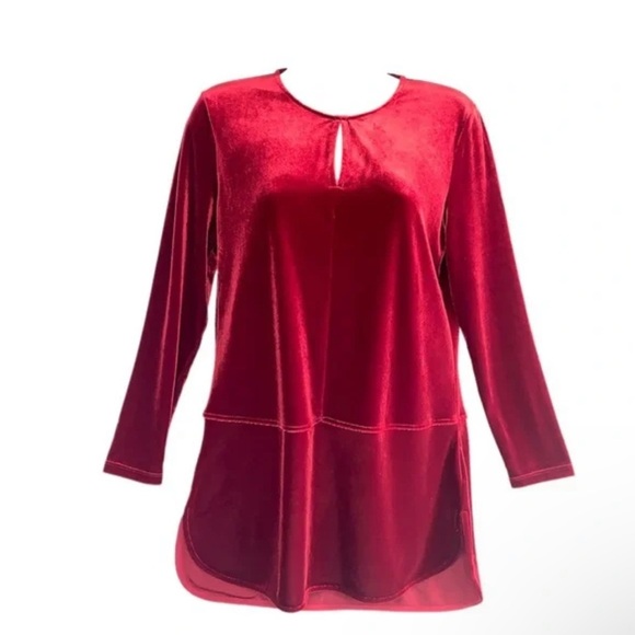 Lauren Ralph Lauren Tops - LAUREN RALPH LAUREN Plus 1X Velour Raspberry TopTunic Cold Shoulder Party